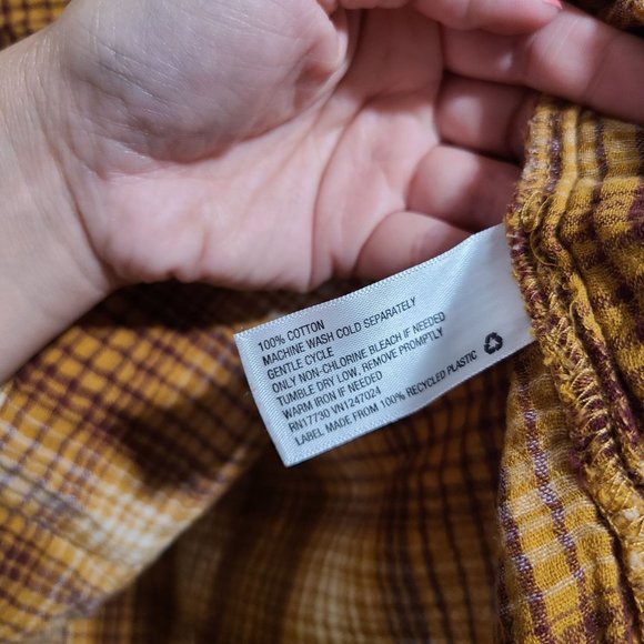 Universal Thread Plaid Popover Long Sleeve Top Size M Terracotta - Picture 5 of 5